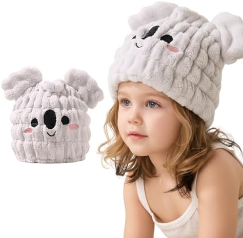 Microfiber Hair Towel Wrap for Kids, Koala Toddler Quick Drying Cap by LCBD