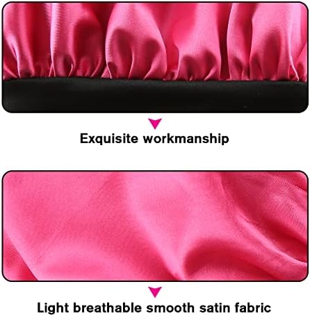Kids Satin Bonnet Sleep Cap for Natural Hair, Double-Layers Comfortable Hair Bonnet, Wide Elastic Band Night Sleep Hat for Baby/Toddler/Child/Teens (Rose Red) - Image 3