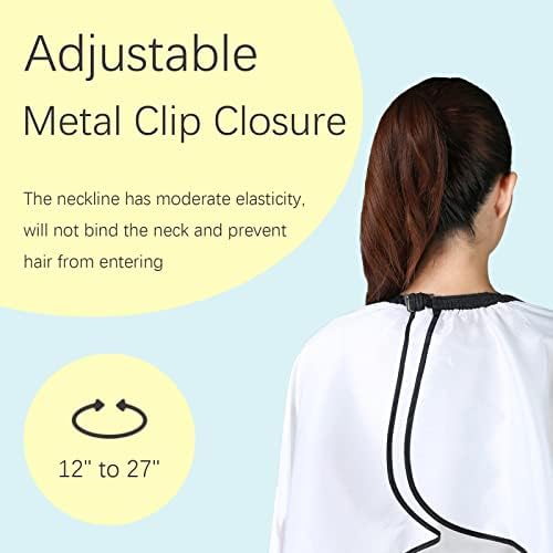 Barber Hair Cutting Cape with Adjustable Neckline 55" x 63" White - Image 4