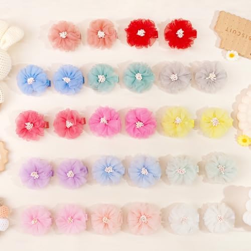 DED 28PCS 2" Chiffon Flower Hair Clips with Pistil for Baby Girls Infants - Image 5