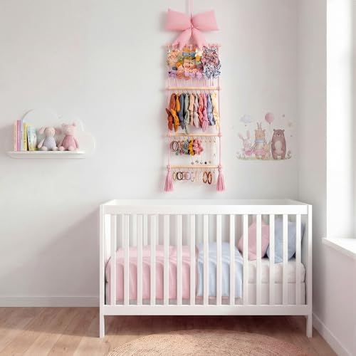 Sliner Pink Bow Headband and Bow Clip Holder Organizer for Girls,Trendy - Image 5