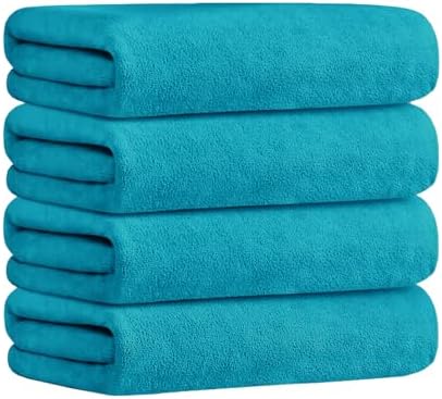 JML Microfiber Bath Towels, 4 Pack, 30" x 60", Teal - Image 2