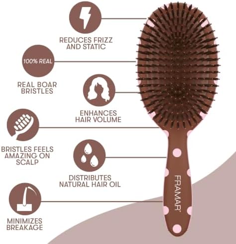 FRAMAR Soft Boar Bristle Hair Brush – Slick Back Brush, Boar Bristle Brush - Image 6