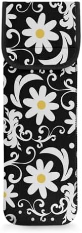 Flashideas Daisy Print Flat Iron Case Curling Iron Organizers and Storage with Pocket Heat Resistant Neoprene Curling Iron Holder Universal Curling Iron Cover Sleeve Hot Tools Travel Bag by Flashideas