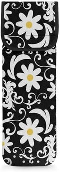 Flashideas Daisy Print Flat Iron Case Curling Iron Organizers and Storage with Pocket Heat Resistant Neoprene Curling Iron Holder Universal Curling Iron Cover Sleeve Hot Tools Travel Bag by Flashideas