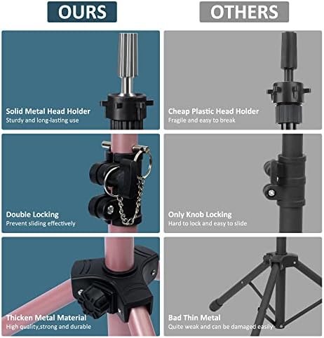 Klvied Wig Stand Tripod, Adjustable 25-53.5in for Braiding and Wig Styling - Image 3