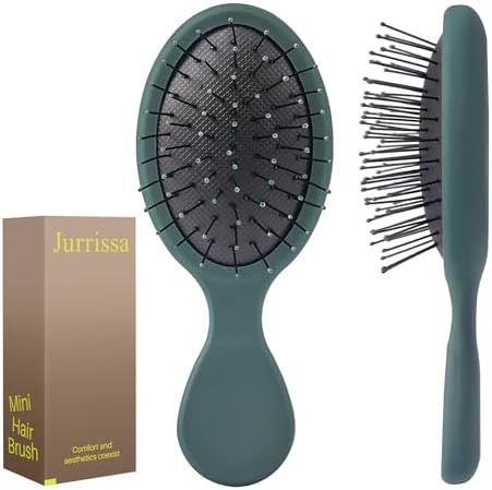 Mini Hair Bursh for Kids Women and Men, Protable Travel Size Hair Brush for Pockets Purse backpack,Mini Detangler Brush for All Hair Types, Small Hair Brush for Detangling(1 Pack-Green) by aestheticspracticality