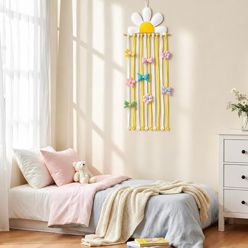 Suncalla Long Bow Holder for Girls Baby White Daisy Hair Bow Clip Organizer - Image 5