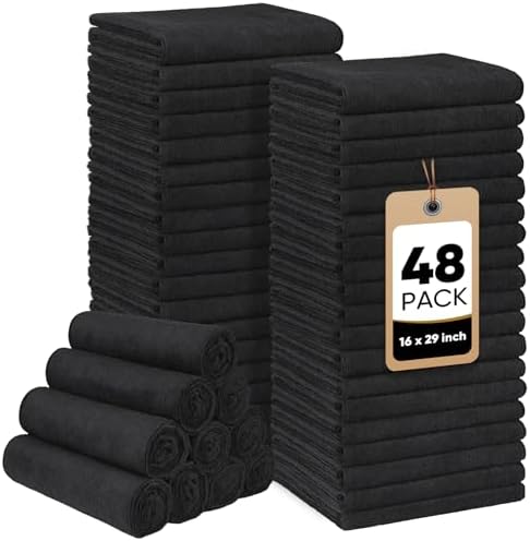 HOMEXCEL 48PK Salon Towels, 16"x29", Microfiber Super Absorbent Hand Towel by HOMEXCEL