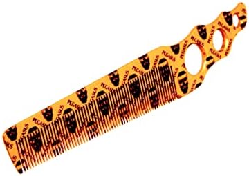 Pegasus Skulleto 518A, 8in Hard Rubber Fine Tooth Barber Clipper Comb, Handmade, Seamless, Smooth Edges, Anti Static, Heat and Chemically Resistant Comb | Peines de goma dura - Gold - Image 2