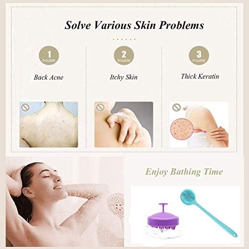 Silicone Body Scrubber & Scalp Massager, Long Handle Shower Brush, Exfoliating Scrubber for Men, Women & Kids - Image 5