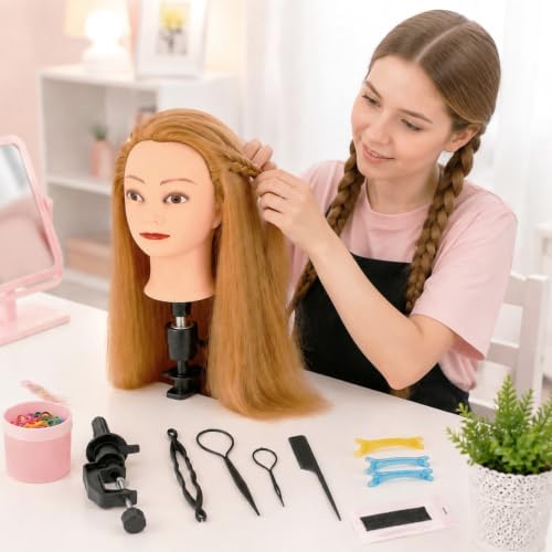 Mannequin Head with Hair 26-28" Doll Head for Hair Styling, Blonde - Image 5