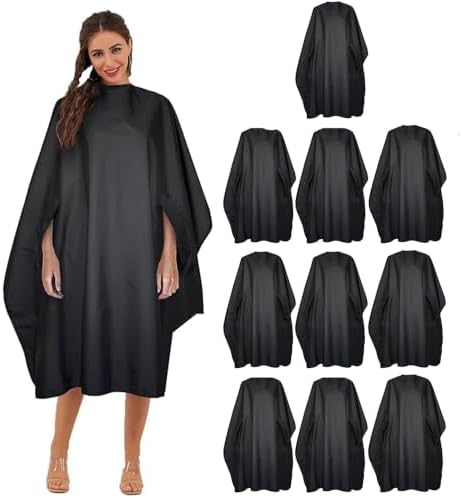Black Professional Barber Cape Waterproof Hair Salon Cape with Metal Snap Closure Hair Cutting Cape by BSFHH