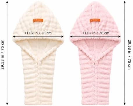 Microfiber Hair Drying Towel 2Pack, Large Size for Women, with Elastic Band - Image 2