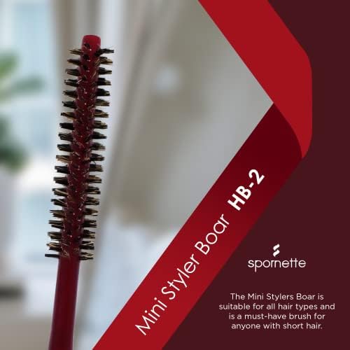 Spornette Mini Styler Boar Bristle .75 inch Round Brush (#HB-2) for Blowouts, Volume, Styling, Finishing, Curling & Setting Short, Curly, Wavy, Straight, Thick, Normal or Thin Hair on Men & Women - Image 2