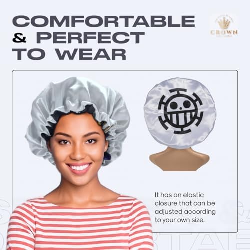 Silky Design Bonnet with Elastic Soft Band Adjustable Women and Men Bonnets for Sleeping Comfortable Satin Fabric (White LawOp) - Image 4