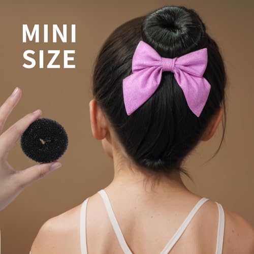 FANDAMEI Hair Bun Makers: Small & Extra Small Donut & Ballet Buns for Kids with Elastic Ties & Pins (Black) - Image 3