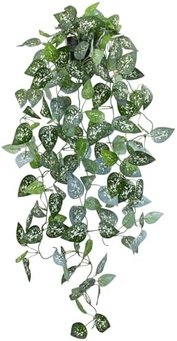 LOYWREE 39-in Long Fake Hanging Plant with Pot Faux Pothos Artificial Potted Plants Small Faux Ivy Vine Plant for Indoor Outdoor Aesthetic Office Living Room Shelf Decor (Black Pot) by Unknown