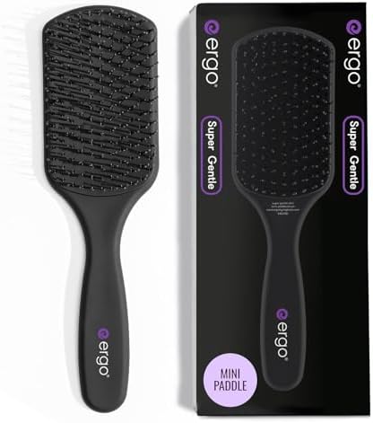 ERGO Super Gentle Mini Paddle Brush for Blow Drying - Hair Brushes for Women with Thick or Thin Hair - Dual Hairbrush for Women - Detangler Hair Brush - Gently Detangles Curly or Wet Hair - ERG750 by ergo