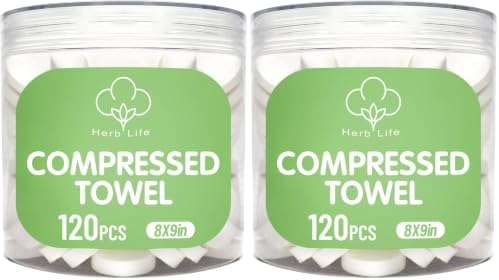 120 Pcs Mini Compressed Towels, Disposable Face Compressed Towel, Compressed Cotton Hand Wipe, Camping Towel, Portable Compressed Coin Tissue for Travel/Home/Outdoor Activities (Pack of 2) by HerbLife-JustForLife