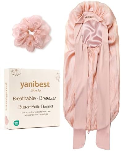 YANIBEST Silk Feeling Bonnet for Sleeping Women Satin Lined Braid Bonnet by yanibest
