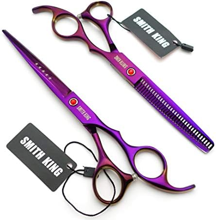 7.0 Inches Professional Hair Cutting thinning Scissors Set with Razor (Violet) - Image 3