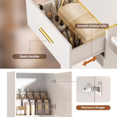 Tall Hair Salon Station for Hair Stylist with Storage (White) - Image 6