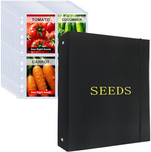 Seed Storage Organizer Binder,3 Ring Seed Packet Organizer with 100 Pockets by Unknown