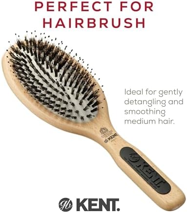Kent PF01 Large Cushion Detangler Brush, Boar Bristle and Non-Scratch Nylon Mix Hairbrush for Straightening Smoothing. Oval Wood Paddle Detangling Hair Brush for Medium to Long Hair, Made in England - Image 4