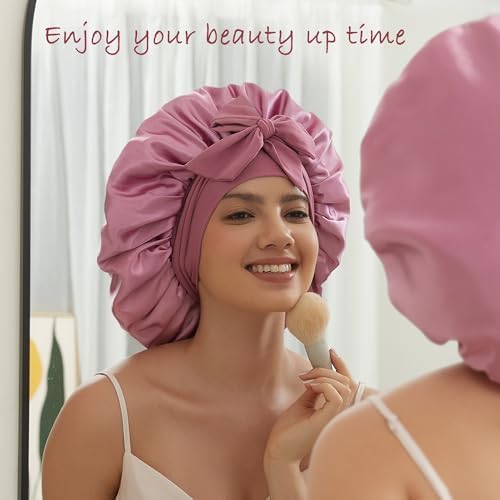 Satin Bonnet with Tie, Silk Hair Bonnets for Women for Sleeping - Image 5