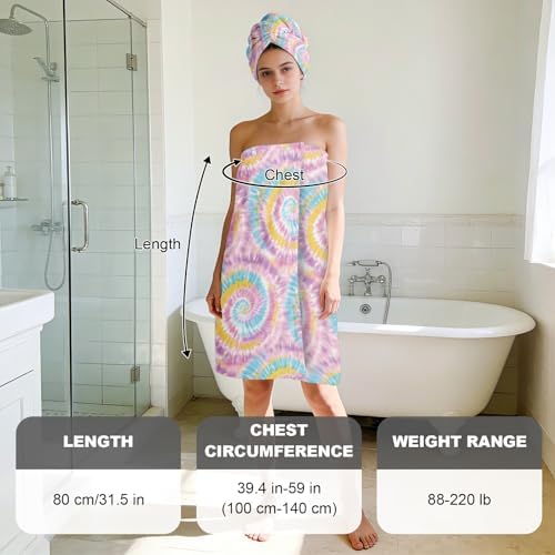 Absorbent Bath Towel Wrap Set (32 X 60 in), Blue Tie-Dye Towel Wrap - Image 3