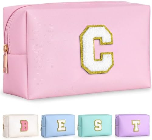 TOPEAST Gifts for Friends Female Mom, Cute Makeup Bag Small Pink Cosmetic Bag Travel Toiletry Bag, Personalized Birthday Gift for Women Girl, Preppy Travel Stuff for Girls (Pink C) by TOPEAST