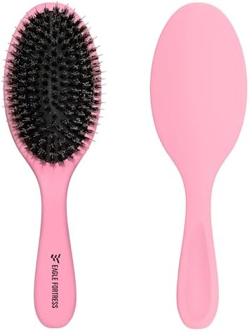 EAGLE FORTRESS Boar Bristle Hair Brush for Fine Hair & Extensions, Rose by EAGLEFORTRESS