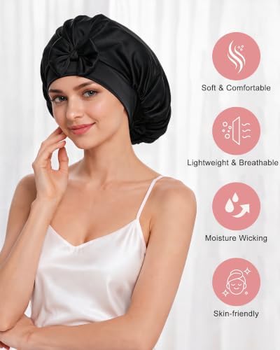 AWAYTR Satin Bonnet for Sleeping, Adjustable Bow Sleep Cap for Women - Image 5