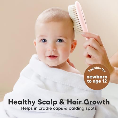 Wooden Baby Hair Brush for Toddler, Infant Cradle Cap (Blush, Regular) - Image 3