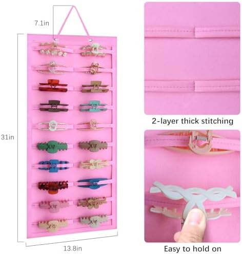SMUK Hair Clip Organizer for Women & Girls - Hanging Mount Hair Claw Clip Holder & Stand Storage for Wall, Door, Closet - Image 2