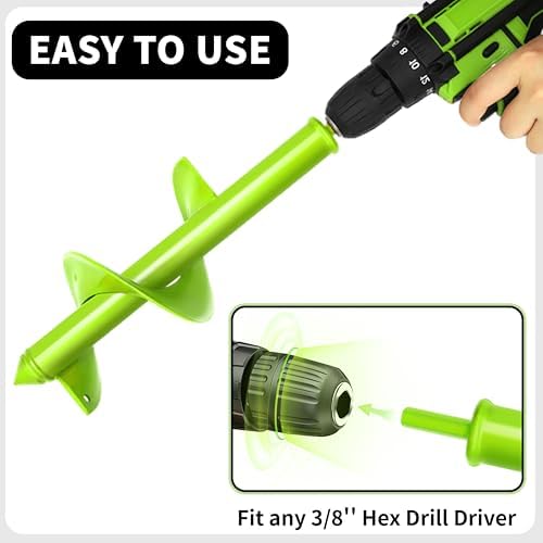 TCBWFY 4"x12" Auger Drill Bit for Planting and Digging Holes, Garden Plant Flower Bulb Rapid Bulb Planter Earth Auger Bit Post or Umbrella Hole Digger for 3/8" Hex Drive Drill - Image 5