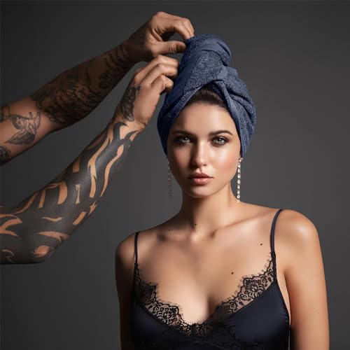 Fromm ColorSafe 100% Cotton Bleach Proof Salon Hair Towels for Hairstylists, Barbers, Spa, Gym in Navy, 16" by 29", 6 Count Absorbent Stain Resistant Towels for Drying Curly, Long, Wavy Hair - Image 3
