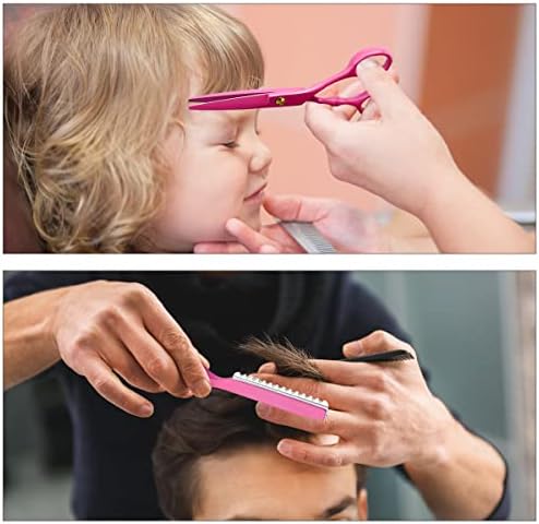 Professional Hair Cutting Scissors Sets Stainless Steel Barber Hairdressing Scissors Multifunctional Salon Thinning Scissors Straight Shears Tools for Men Women Home Use (Pink) - Image 6