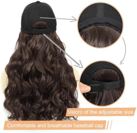 Hat Wig Baseball Cap Hat with Long Wavy Wig Layered Brown Hair - Image 4