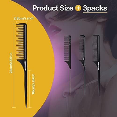 3 PCS Rat Tail Combs with Fine Tooth for Braiding,Parting - Image 4