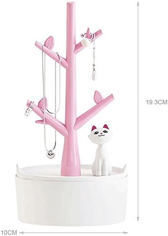 Fantasee Cute Cat Jewelry Tree Organizer for Kids, Earring Bracelet Hair Tie Storage Holder for Little Young Girl, Premium ABS Material (Pink) - Image 2