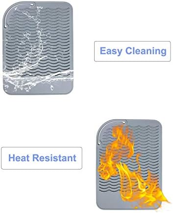 Heat Resistant Mat for Curling Iron, Flat Irons and Hair Straightener Hair Styling Tools 9" x 6.5", Food Grade Silicone, Grey - Image 3