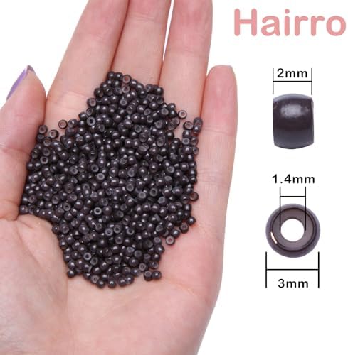 Hairro Silicone Nano Ring Beads 200pcs 3mm For Nano Link Hair Kertain Human Hair Extensions Add-in And Add-on Hair Accessories Dark Brown - Image 3