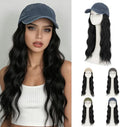 Rich Choices Hat Wigs for Women,Denim Blue Baseball Cap with Hair Extensions for Women,Caps with Wavy Curly Synthetic Long Hair Attached Adjustable Baseball Cap Wig 18 Inch Black Hair by RichChoices