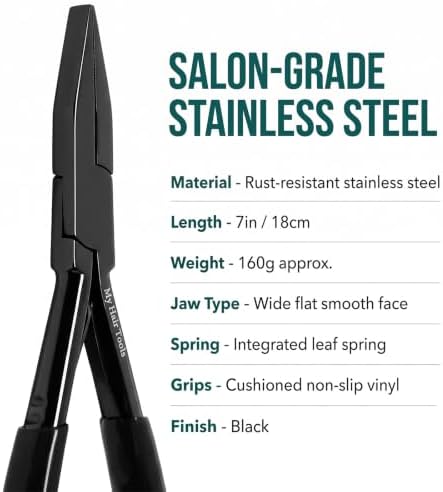 My Hair Tools Tape In Extension Pliers Smooth Jaw Sealing Tool, Black - Image 6