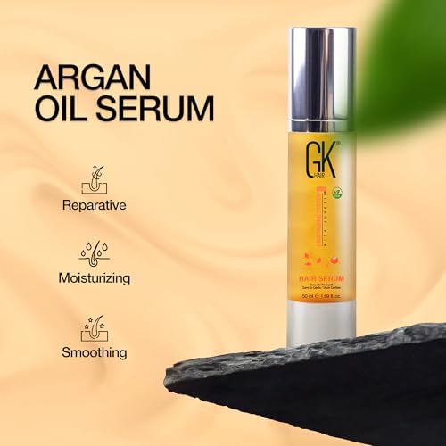GK HAIR Global Keratin 100% Organic Argan Oil Anti Frizz Hair Serum (1.69 Fl Oz/50ml) Styling Smoothing Strengthening Hydrating & Nourishing Heat Protection Shine Frizz Control Dry Damage Hair Repair - Image 6