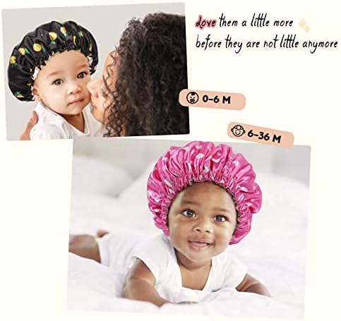 YANIBEST Baby Satin Bonnet Sleep Cap - Double Layer Reversible Adjustable Silky Satin Cap for Infant Toddler(0-6 Months,Black) - Image 4