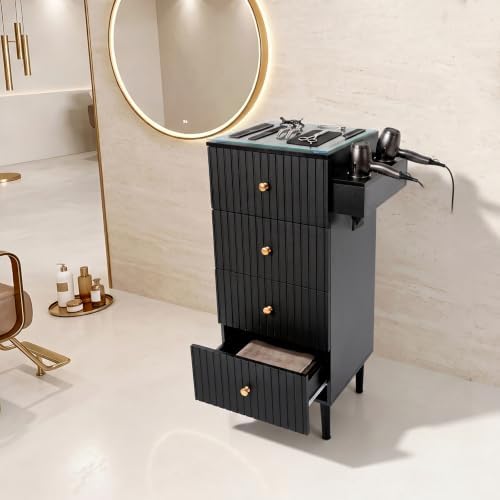 Hair Stylist Beauty Barber Station, Salon Station, Black, Gold - Image 6