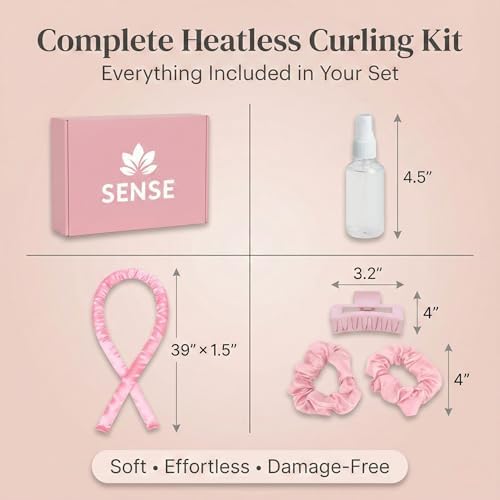 Heatless Curls Overnight Kit, 39" Satin Curling Rod, No Heat Waves (Pink) - Image 5